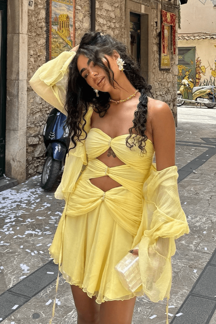 Nina strapless mini-jurk met uitsnijdingen