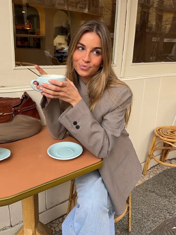 Noa effen blazerjas met opstaande kraag