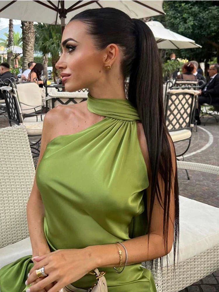Bianca Halter Backless Satin Dress