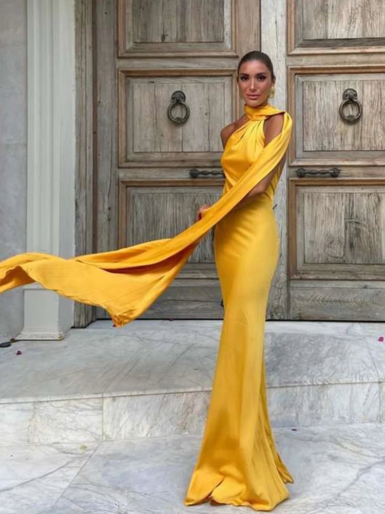 Bianca Halter Backless Satin Dress
