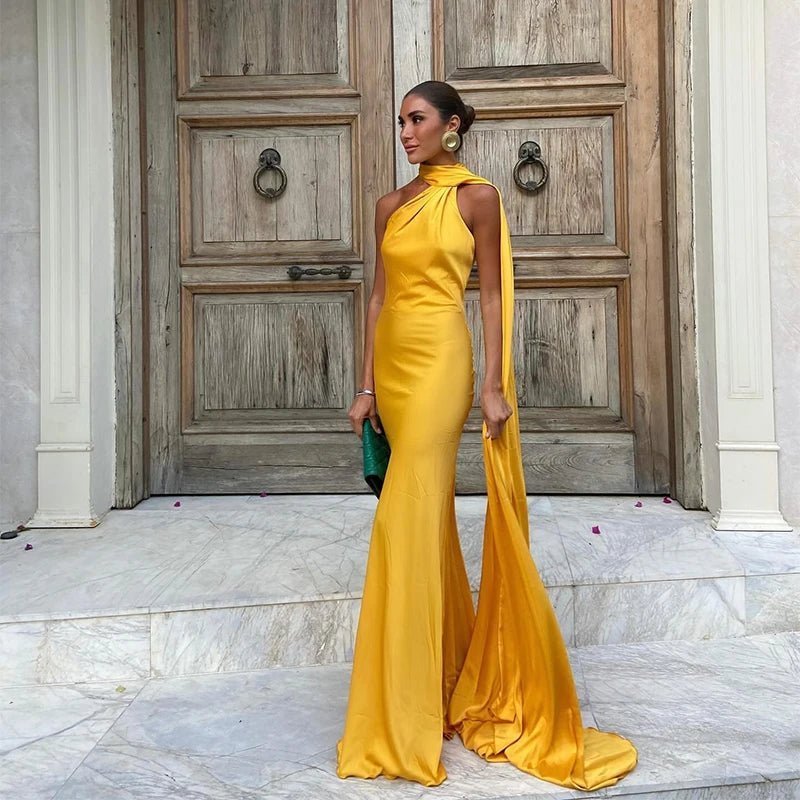 Bianca Halter Backless Satin Dress