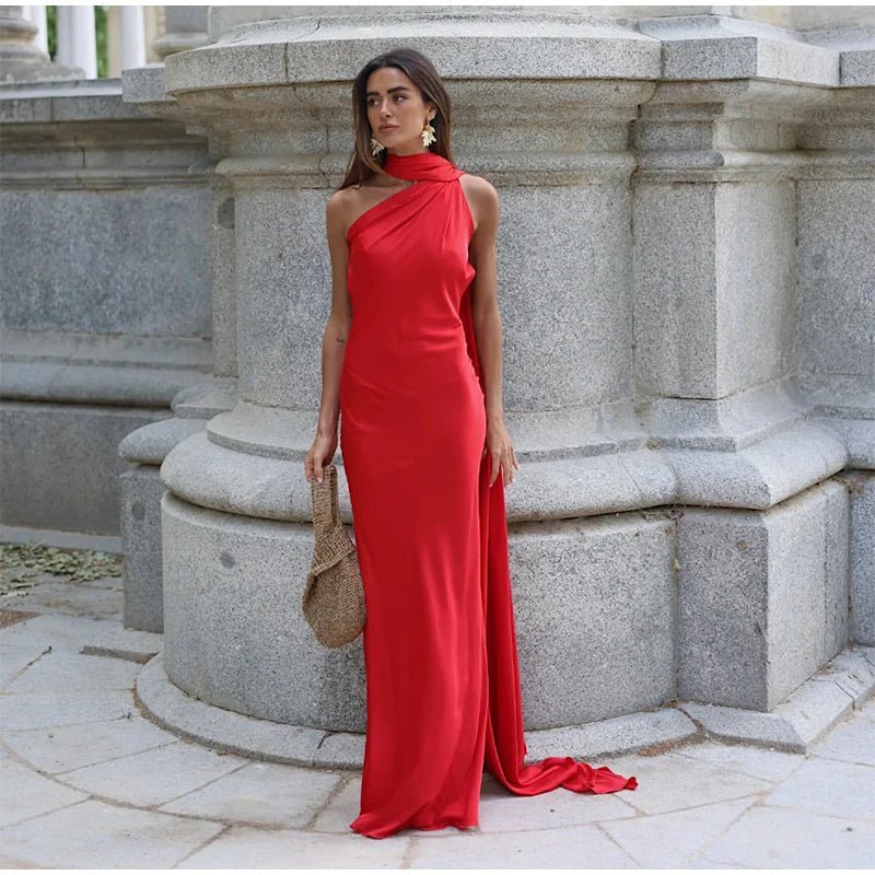Bianca Halter Backless Satin Dress