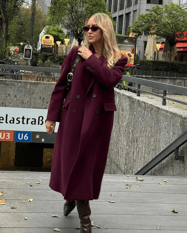 Nora lange jas met dubbele rij knopen