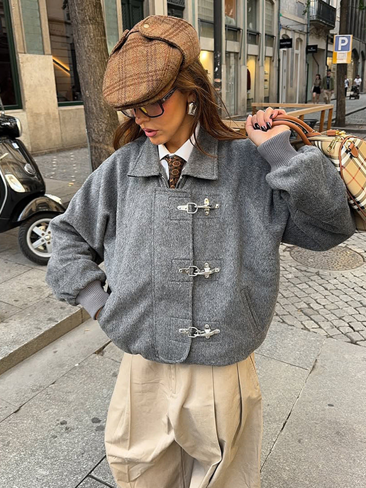 Tove cropped jasje met haaksluiting