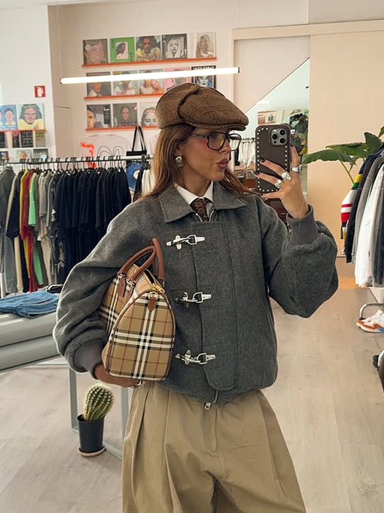 Tove cropped jasje met haaksluiting