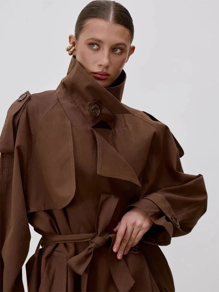 Octavia trenchcoat met veters en opstaande kraag