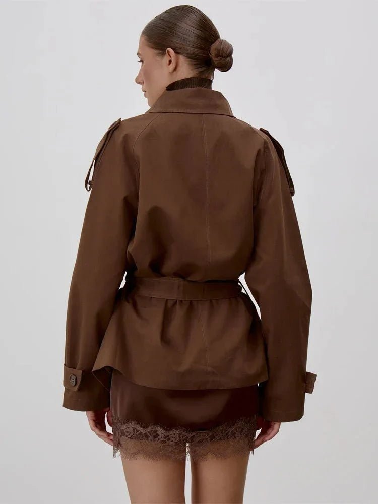 Octavia trenchcoat met veters en opstaande kraag