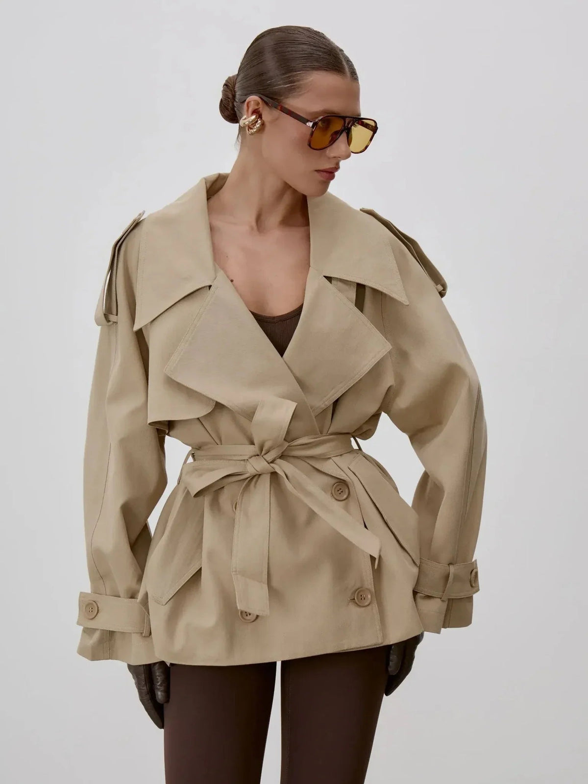 Octavia trenchcoat met veters en opstaande kraag