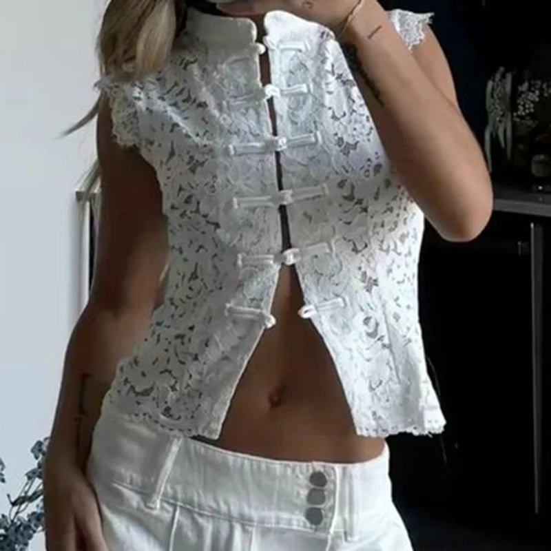 Odessa mouwloze kanten top