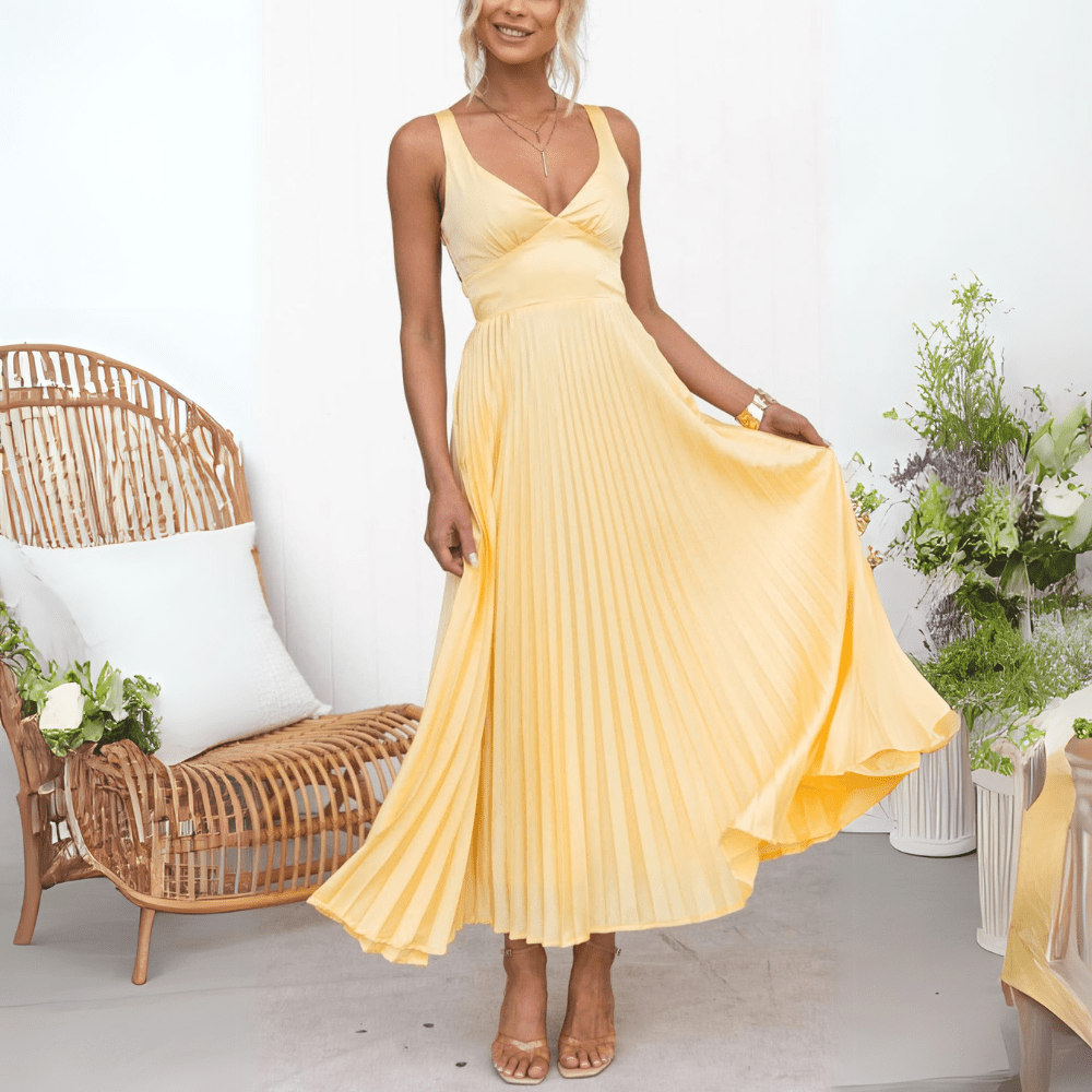 Olivia vloeiende geplooide maxi-jurk voor de zomer