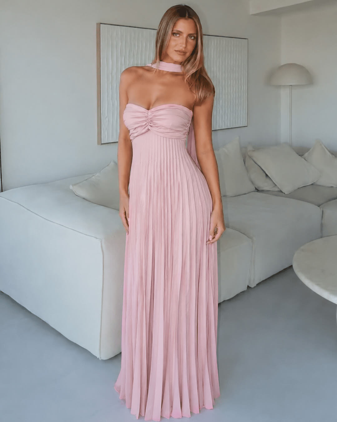 Olivia meshmaxijurk met sjaal