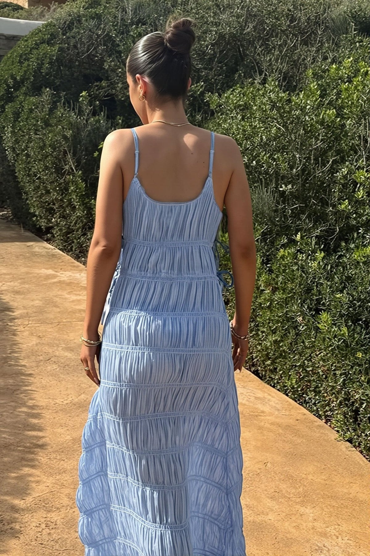 Olivia gebreide maxi-jurk met ribstructuur