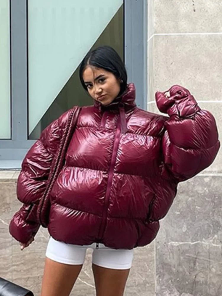 Olivia glanzende gewatteerde jas