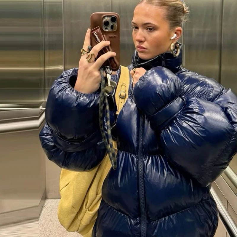 Olivia glanzende gewatteerde jas