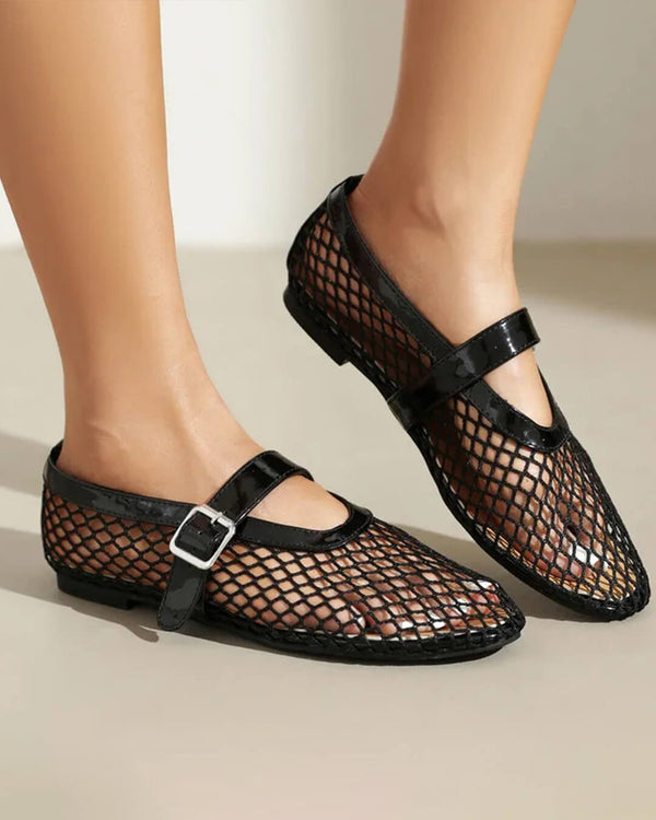 Mesh ballerina's Ondine met gesp