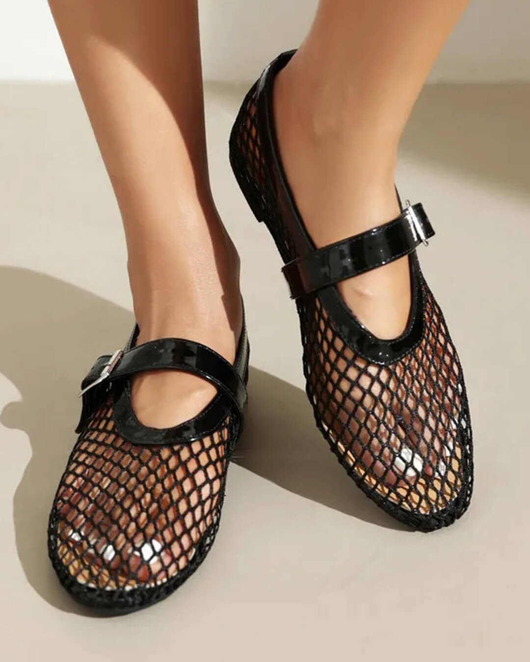 Mesh ballerina's Ondine met gesp