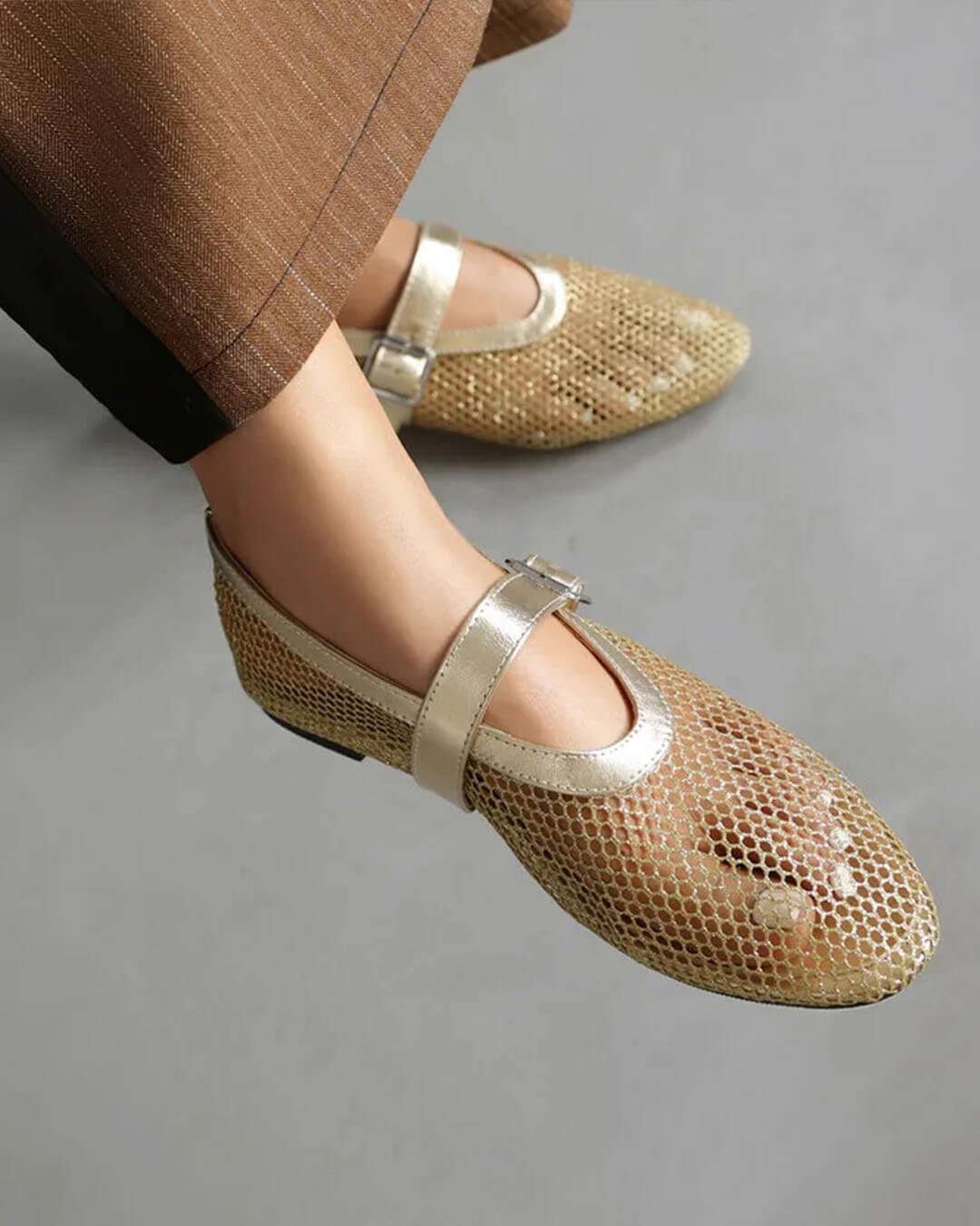 Mesh ballerina's Ondine met gesp