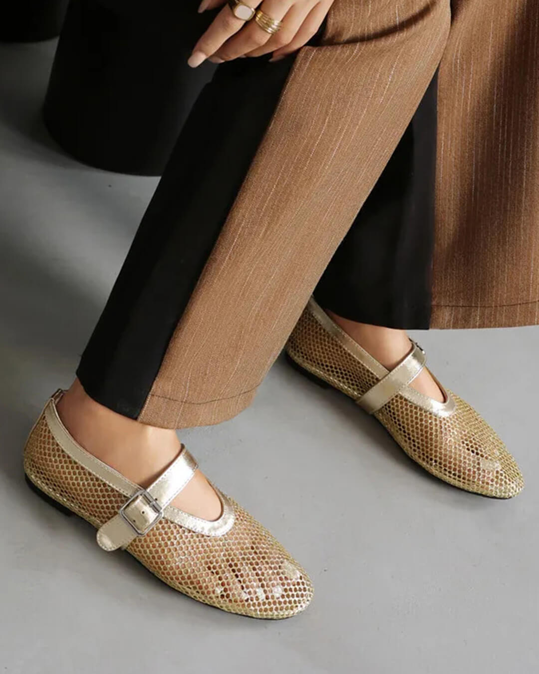 Mesh ballerina's Ondine met gesp