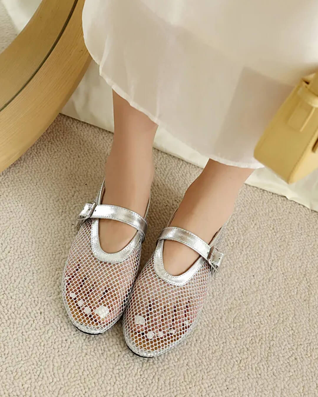 Mesh ballerina's Ondine met gesp