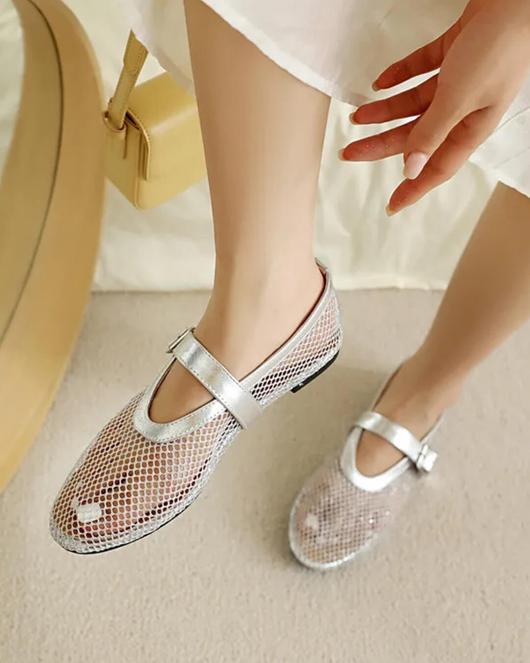 Mesh ballerina's Ondine met gesp