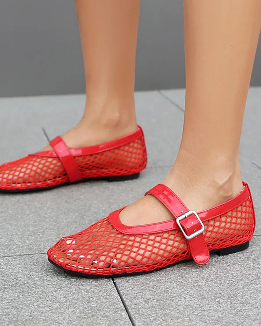 Mesh ballerina's Ondine met gesp