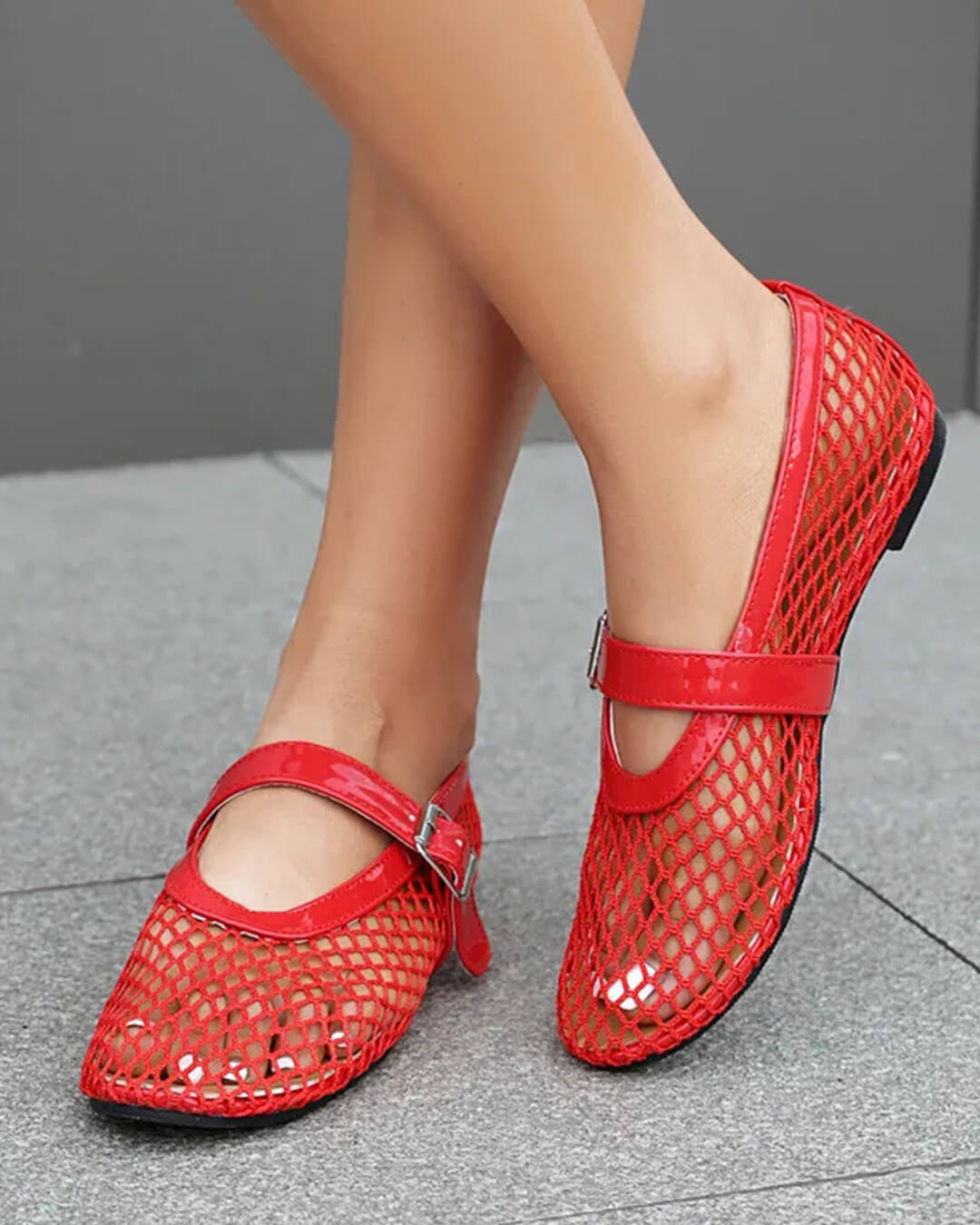 Mesh ballerina's Ondine met gesp