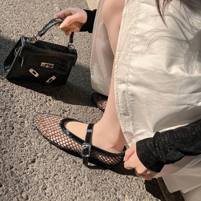 Mesh ballerina's Ondine met gesp