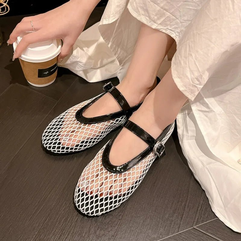 Mesh ballerina's Ondine met gesp