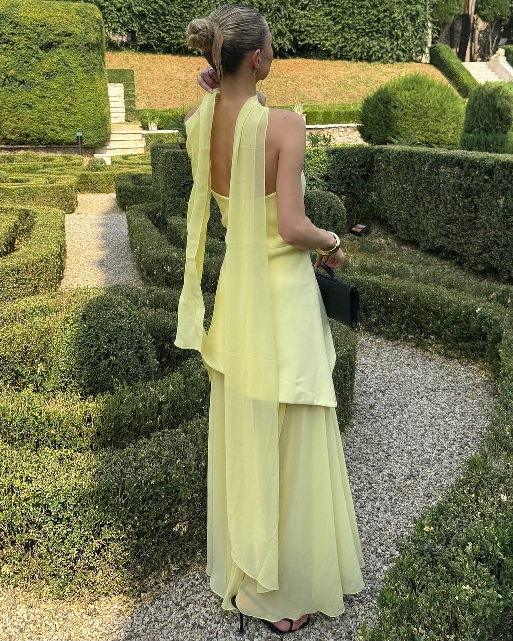 Ophelia asymmetrische doorschijnende maxi-jurk