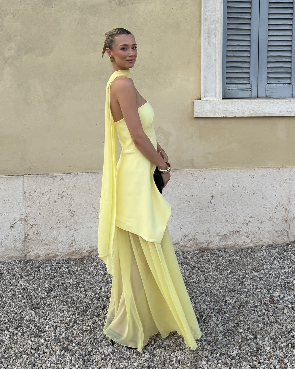 Ophelia asymmetrische doorschijnende maxi-jurk