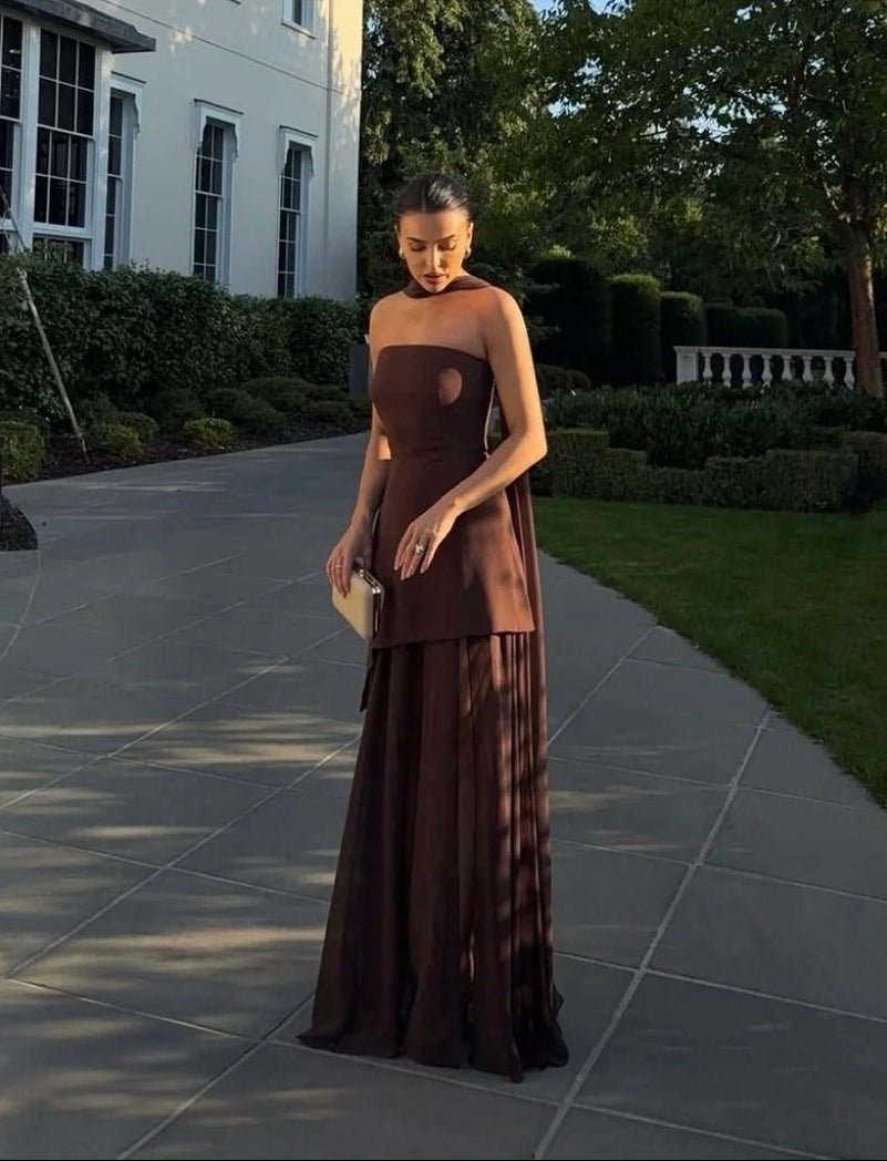 Ophelia asymmetrische doorschijnende maxi-jurk