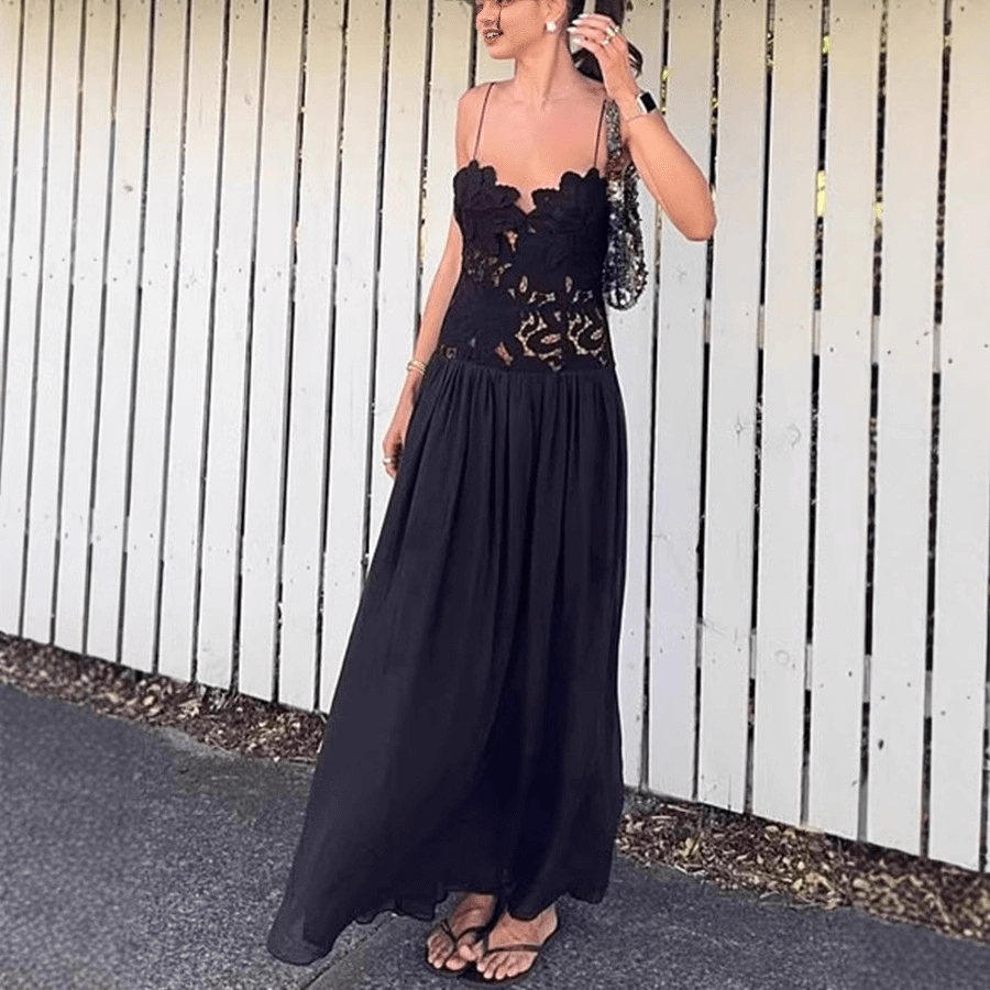 Orla halterjurk van kant en mesh