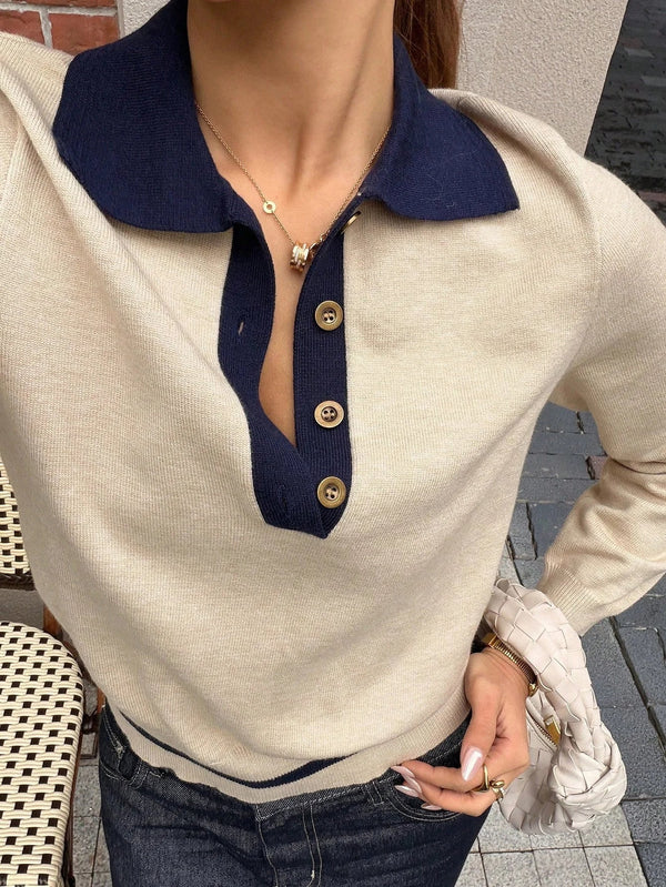 Gebreide polotop met colourblocking van Paris