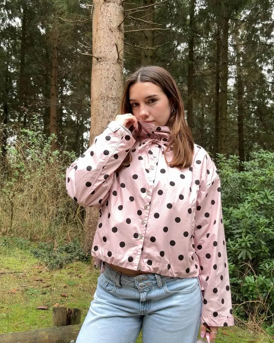 Patricia Polka Dot High Collar Jacket