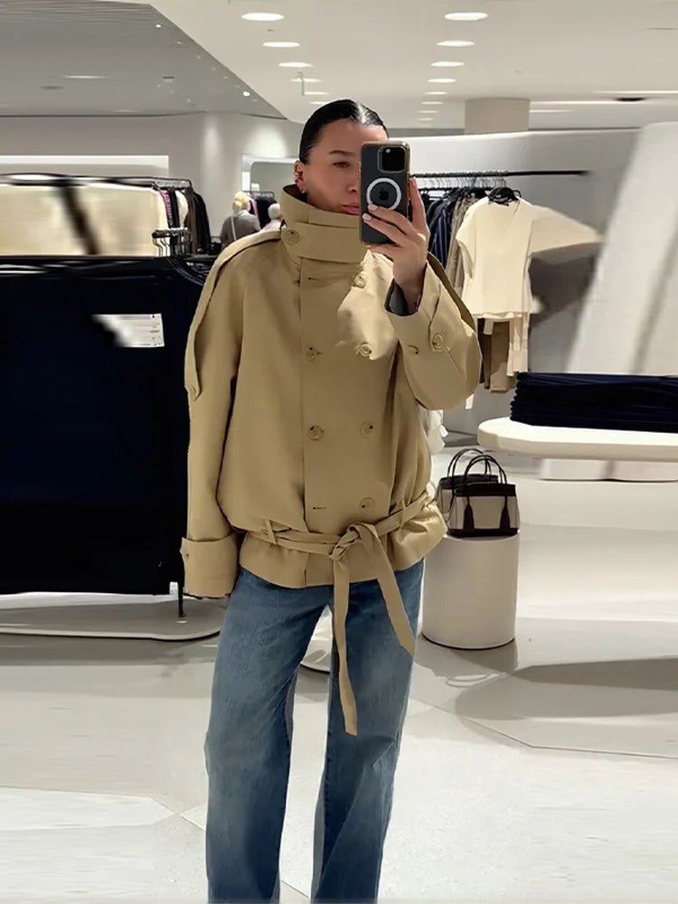 Phoebe cropped trenchcoat met veters