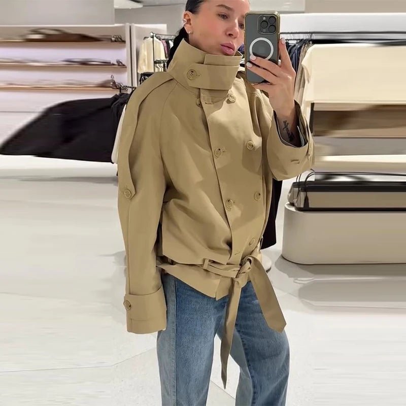 Phoebe cropped trenchcoat met veters