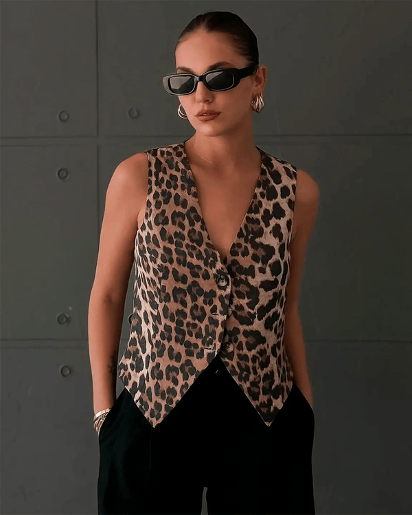 Pilar vest met luipaardprint