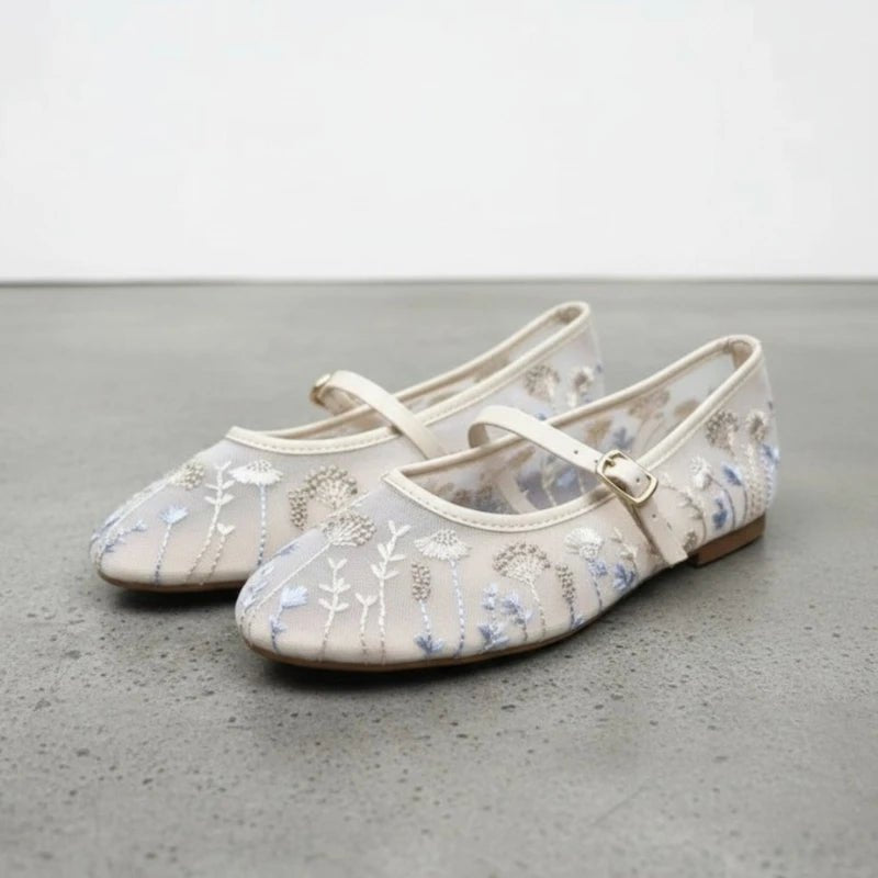 Geborduurde balletpumps Priscilla