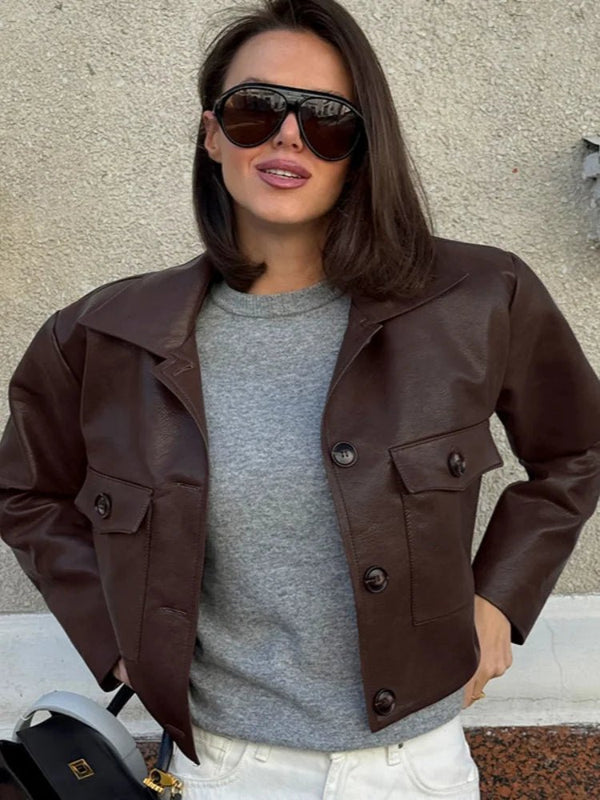 Rachelle cropped jasje van imitatieleer