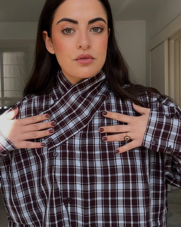 Rebecca geruit wikkelshirt van popeline