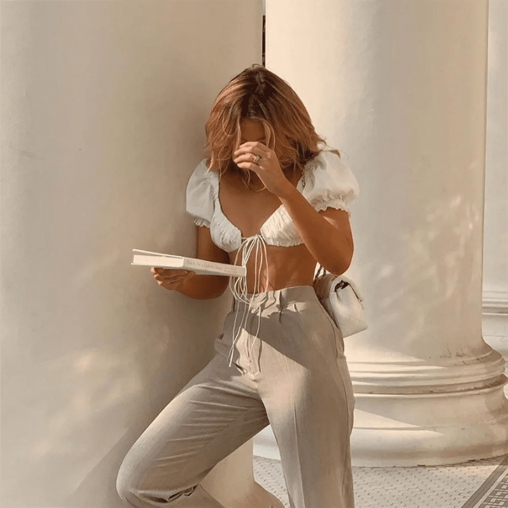 Rebecca cropped bralet met striksluiting aan de voorkant