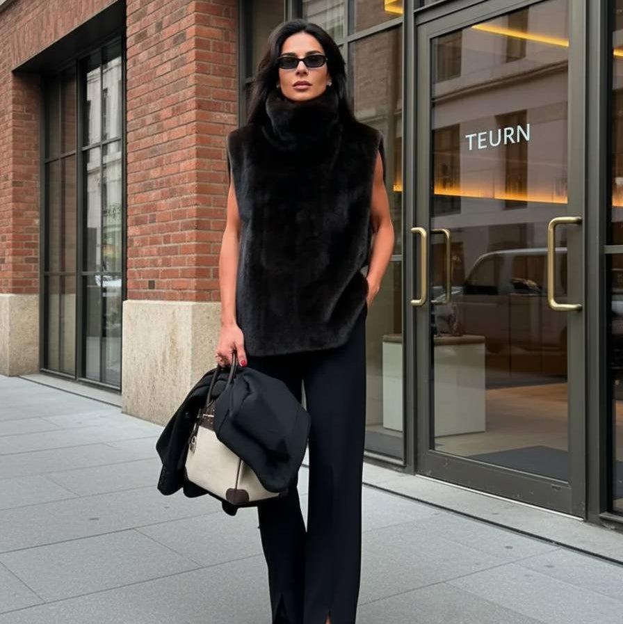 Rina bodywarmer met col van imitatiebont