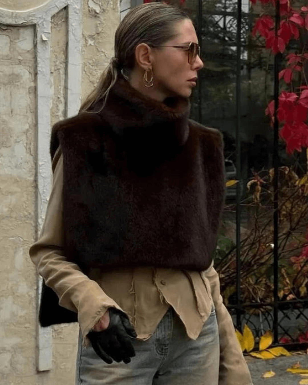 Rina bodywarmer met col van imitatiebont
