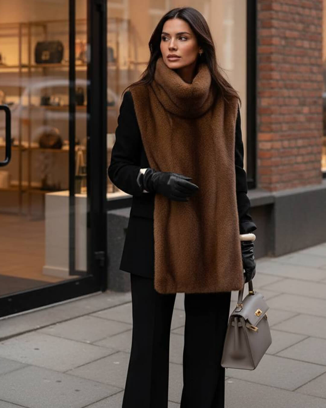 Rina bodywarmer met col van imitatiebont