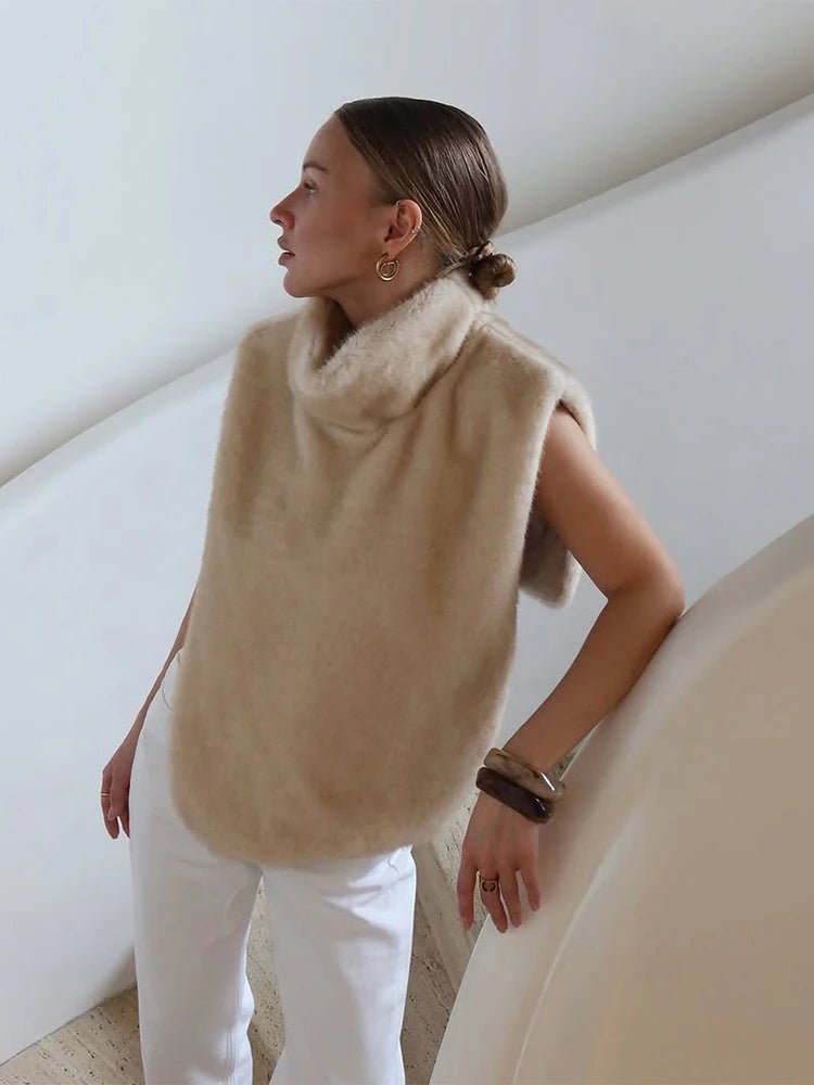 Rina bodywarmer met col van imitatiebont
