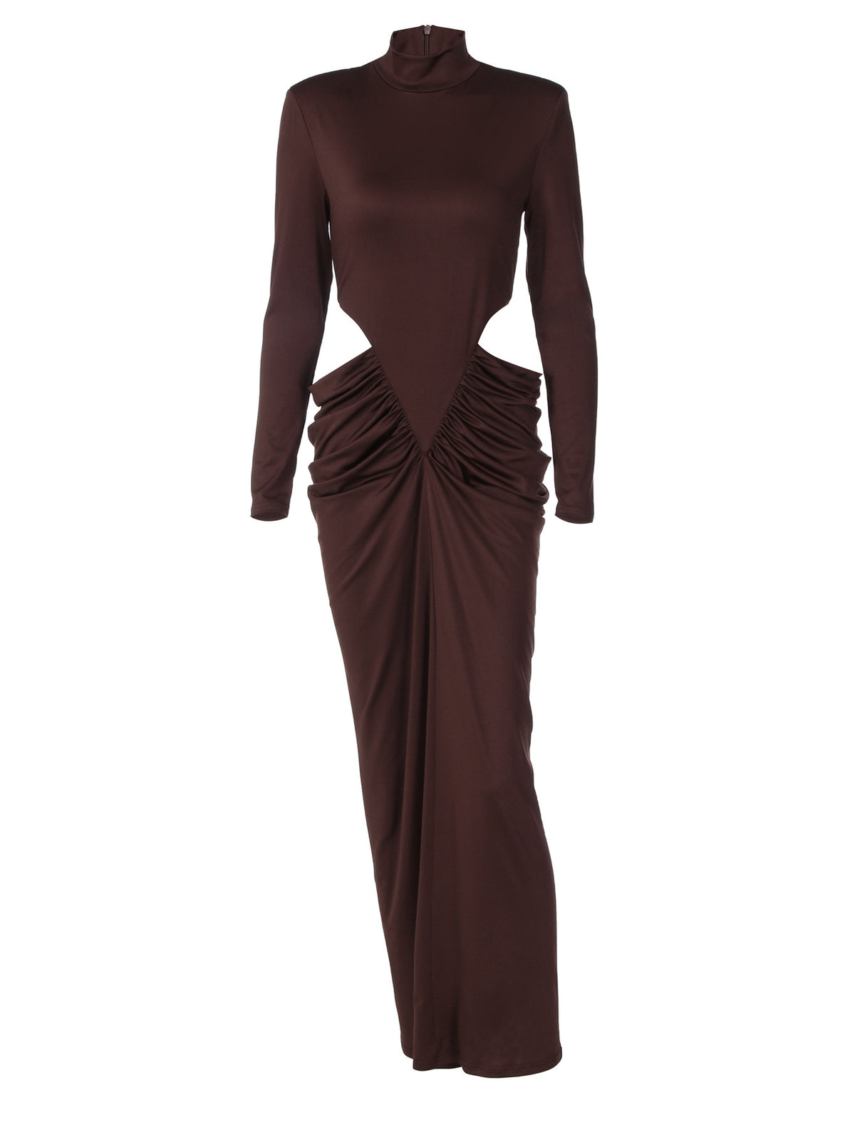 Olympia maxi-jurk met hoge hals en cut-outs