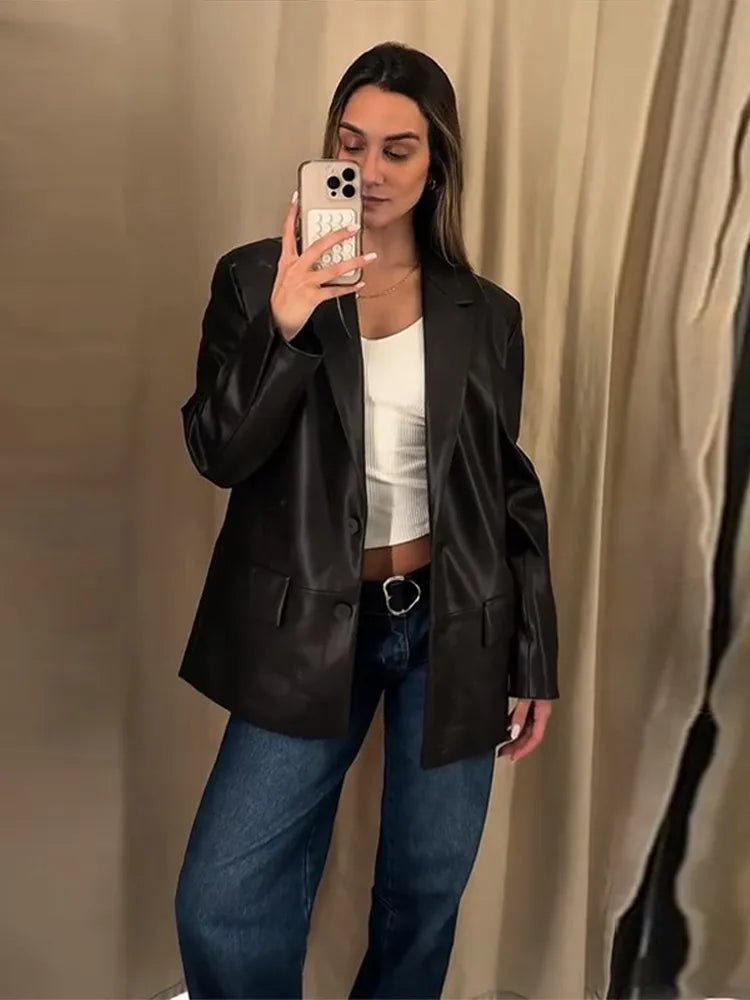 Ryza blazer van veganistisch leer