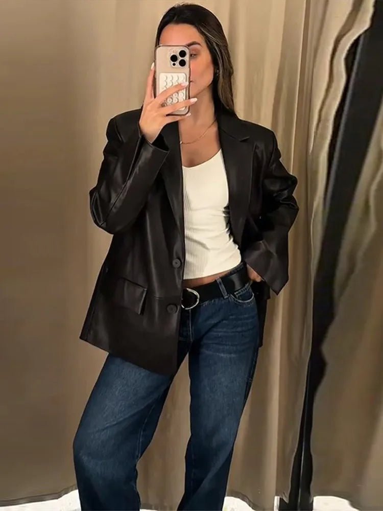 Ryza blazer van veganistisch leer