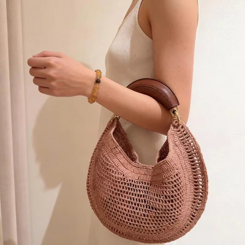 Sabine geweven halvemaanvormige tas