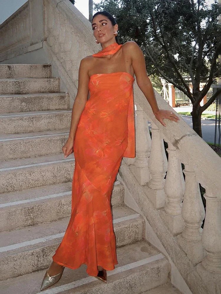 Sabrina strapless meshmaxijurk